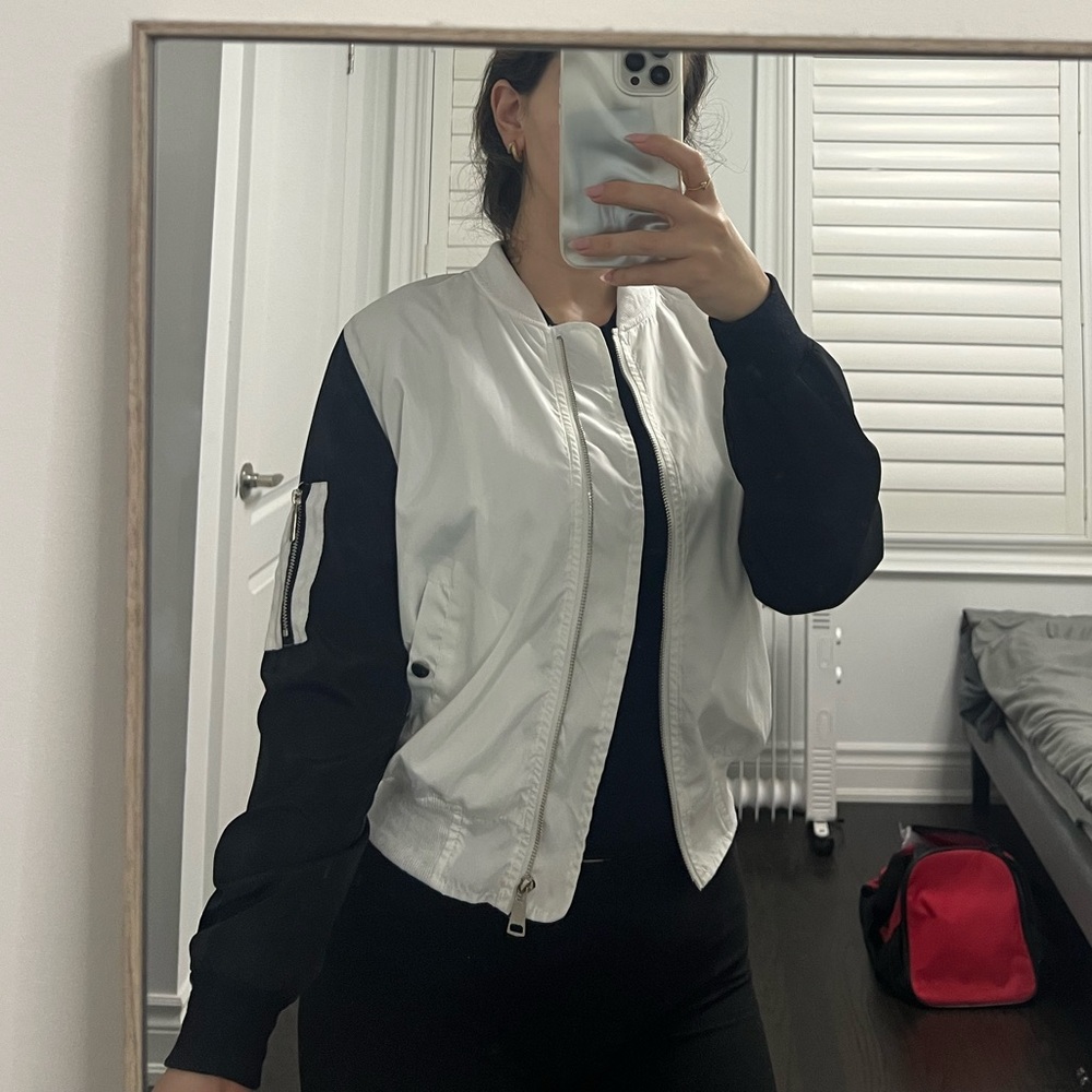 FASHIONNOVA Black and White Women's Bomber Jacket